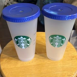 Two Starbucks Cups